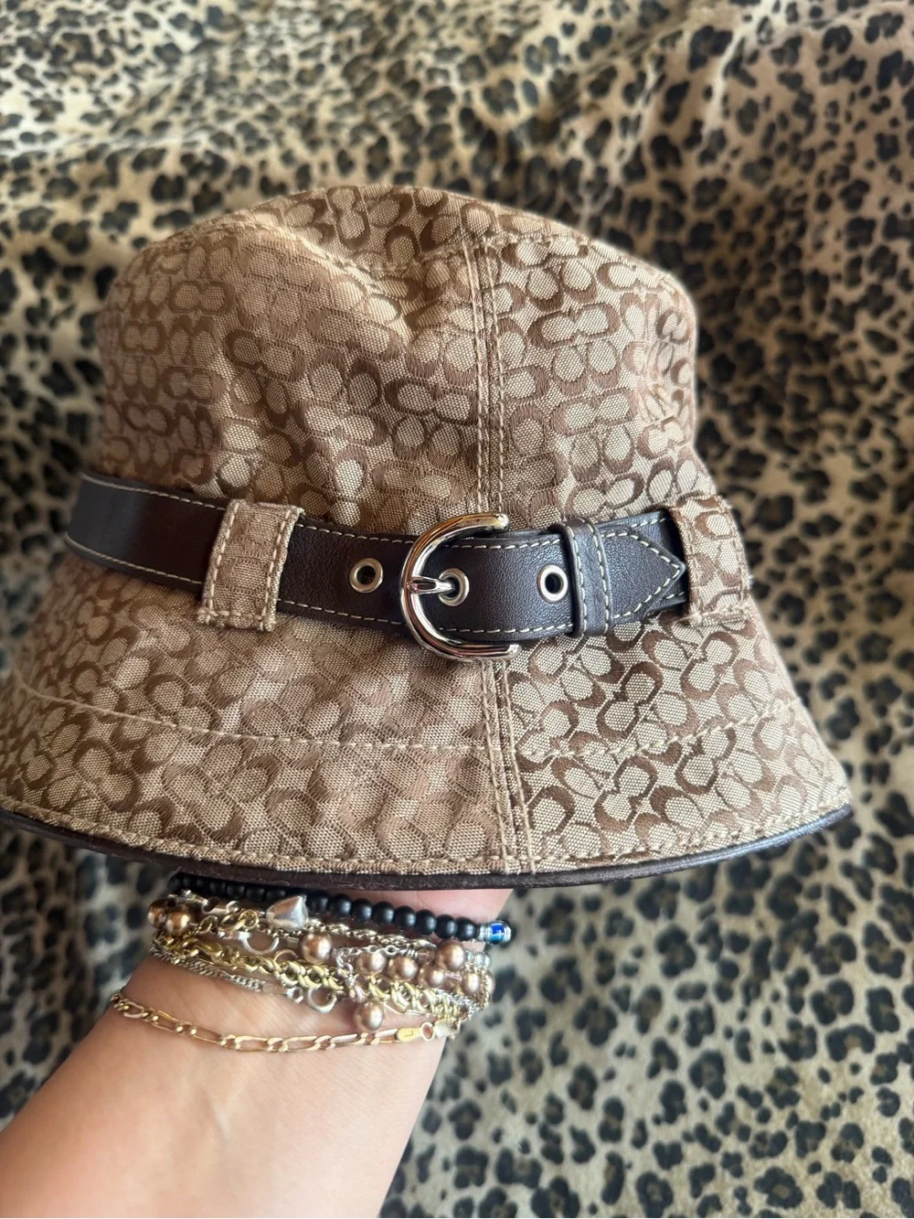 Vintage Y2K brown Coach bucket hat